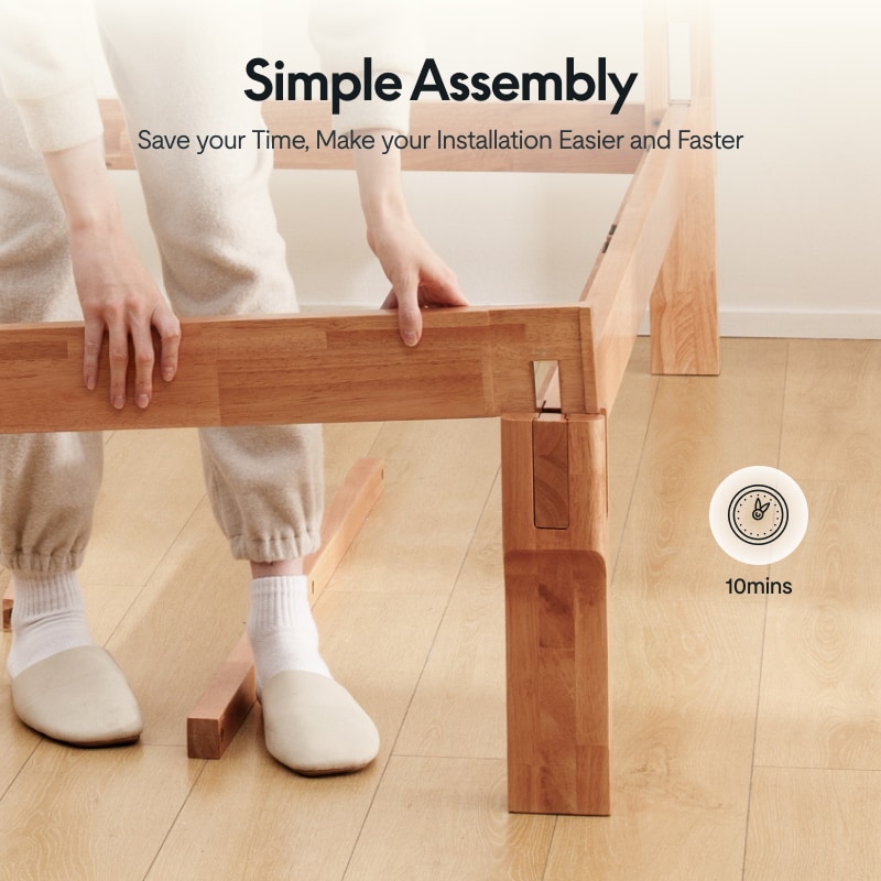 FlexiSpot Kana Japanese Joinery Bed with Headboard | Simple Design